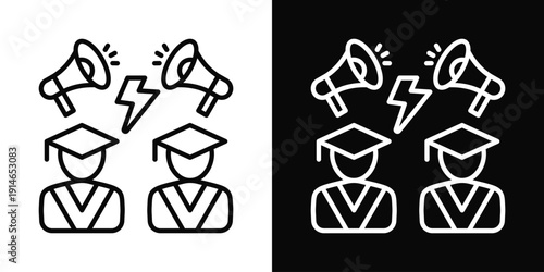 Lecture Confrontation Icon White And Black Background Style