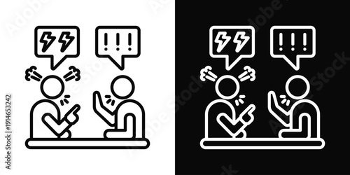 Loud Dispute Icon White And Black Background Style