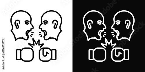 Face to Face Argument Icon White And Black Background Style