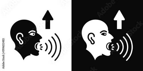 Raising Voice Icon White And Black Background Style