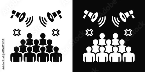 Group Shouting Icon White And Black Background Style