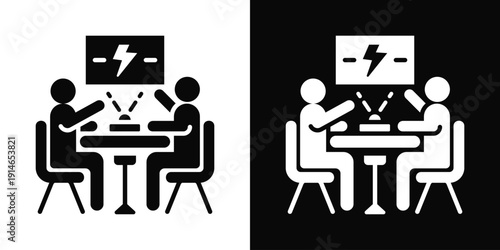 Meeting Disruption Icon White And Black Background Style