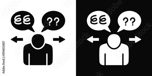 Confused Response Icon White And Black Background Style
