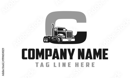 Letter C Truck logo vector 