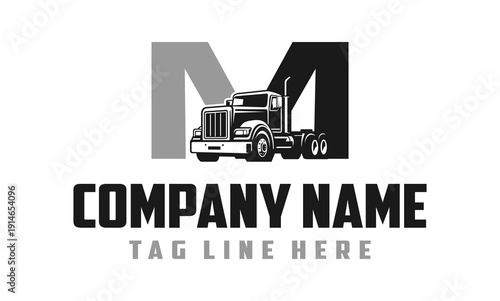Letter M Truck logo vector 