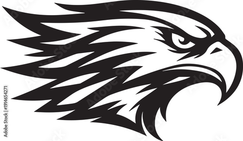 Tribal Hawk Head Mascot Logo Silhouette vector black on a white background