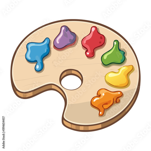 Artist Paint Palette Graphic Asset With Colorful Pigments For Fine Arts Education And Creative Studio Projects Illustration