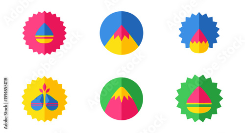 Colorful Festival Icons Representing Joy and Cultural Heritage in a Digital Art Format