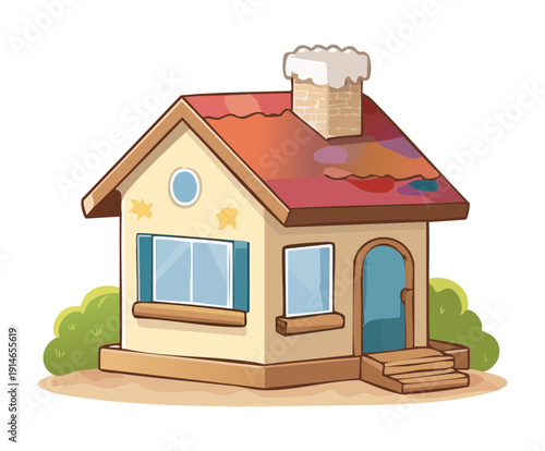 Small cottage house icon for residential real estate and home living Graphic Asset