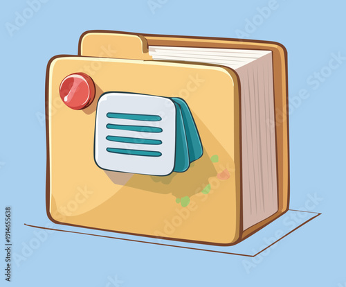 Document folder icon with file preview for digital organization and storage Graphic Asset