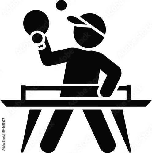 A person playing table tennis with a ball and paddle