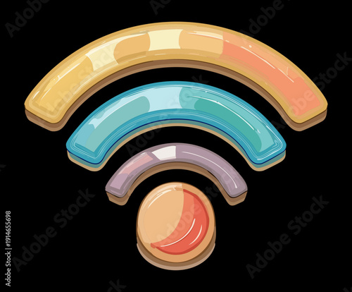 Wireless signal icon with dark background for internet connection status Graphic Asset