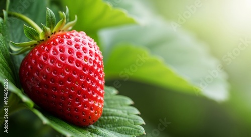 Wallpaper Mural A Ripe Red Strawberry Growing Amongst Green Leaves Torontodigital.ca