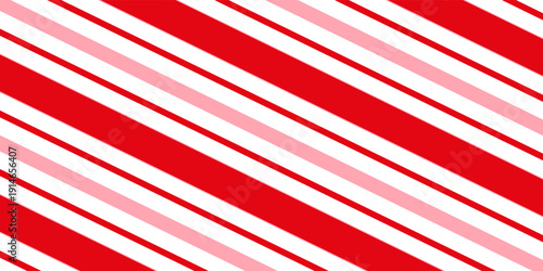 Candy cane Christmas background, peppermint diagonal stripes print seamless pattern