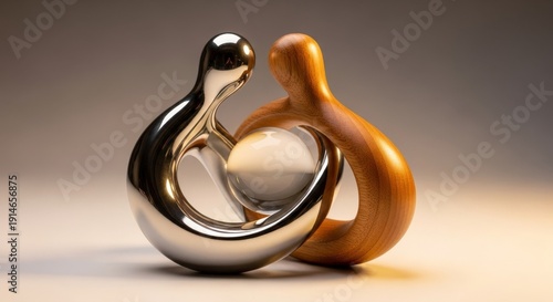 Wallpaper Mural Abstract Sculpture of Embracing Figures with Central Sphere Torontodigital.ca