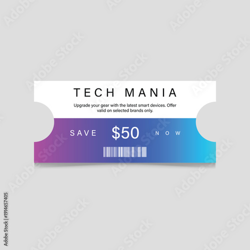 Tech Mania Coupon: A stylish digital coupon presents a tempting tech sale, enticing customers with savings on cutting-edge gadgets.