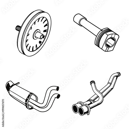 Car Exhaust Muffler and Header Pipe Assembly Set