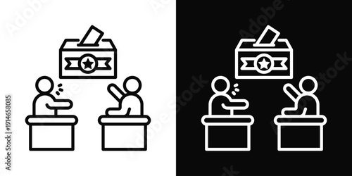 Election Dispute Icon White And Black Background Style