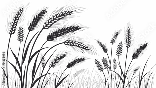Elegant wheat stalks swaying in the breeze naturally