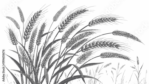 Elegant wheat stalks swaying gently in the breeze