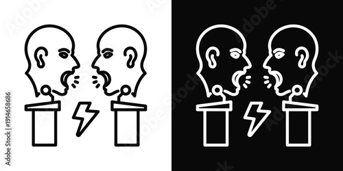 Debate Stage Icon White And Black Background Style