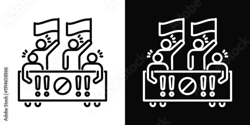 Public Dissent Icon White And Black Background Style