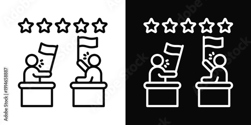 Party Rivalry Icon White And Black Background Style