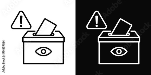 Voter Fraud Icon White And Black Background Style