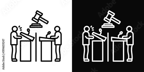 Lawmakers Fight Icon White And Black Background Style