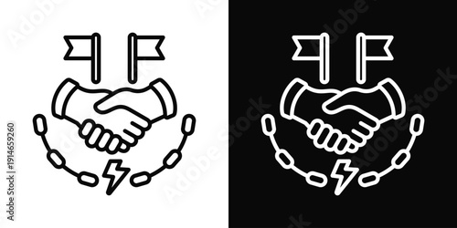 Broken Alliance Icon White And Black Background Style