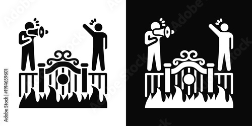 Civil Unrest Icon White And Black Background Style