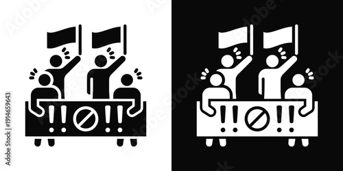 Public Dissent Icon White And Black Background Style