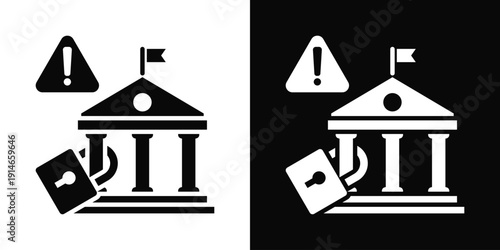 Government Shutdown Icon White And Black Background Style