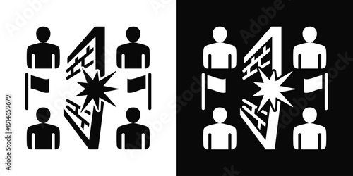 Political Divide Icon White And Black Background Style
