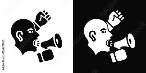 Activist Clash Icon White And Black Background Style
