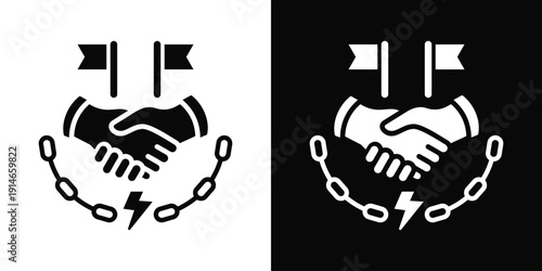 Broken Alliance Icon White And Black Background Style