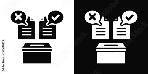 Disputed Vote Icon White And Black Background Style