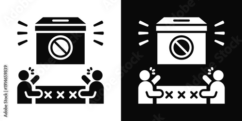 Election Boycott Icon White And Black Background Style