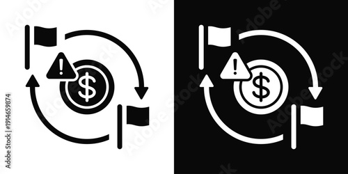 Trade Sanction Icon White And Black Background Style