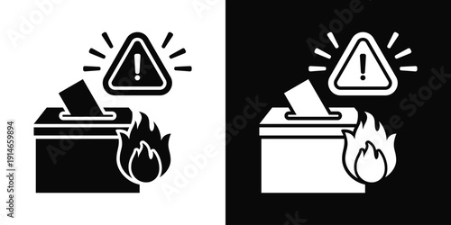 Ballot Fire Icon White And Black Background Style