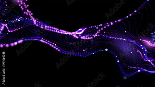 Dynamic distorted surface of blue-purple particles visualizing volatile crypto markets, blockchain ledgers, and DeFi transaction flows for fintech websites and NFT platform backgrounds.