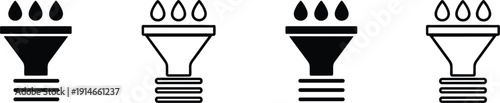Gas burner flame line icon set kitchen stove cooking appliance outline vector collection