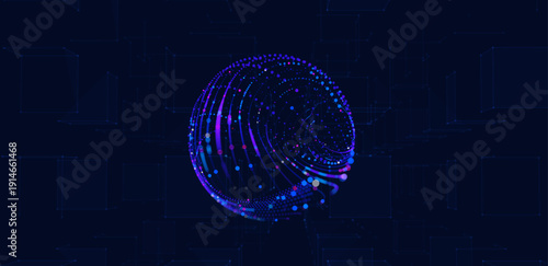 Futuristic digital glowing particles data lines with decentralized network concept representing distributed systems blockchain technology, innovation and next generation connectivity vector background
