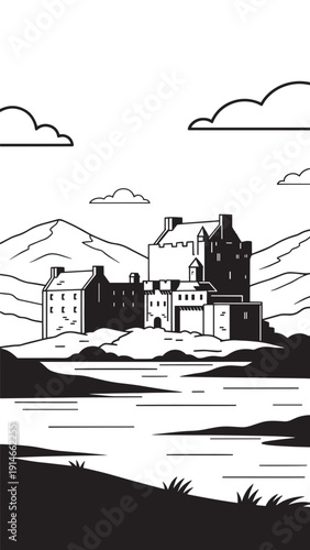 Medieval castle perched on a rocky coast with expansive water and dramatic sky in a coastal landscape.