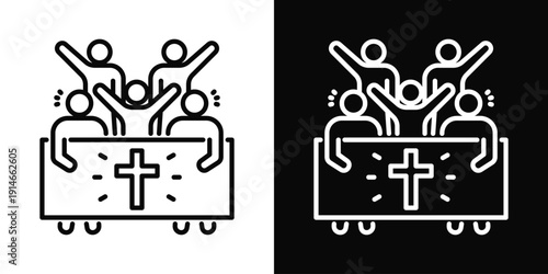 Religious March Icon White And Black Background Style