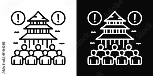 Holy Site Riot Icon White And Black Background Style