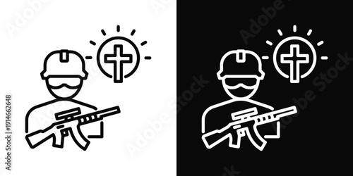 Sect Conflict Icon White And Black Background Style