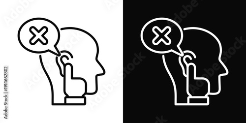 Broken Dialogue Icon White And Black Background Style