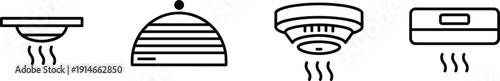 Ceiling heater and air conditioner line icon set climate control ventilation and home appliance symbols