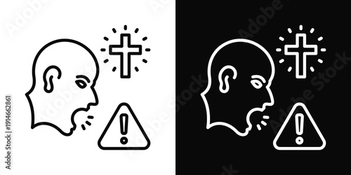 Hate Speech Icon White And Black Background Style